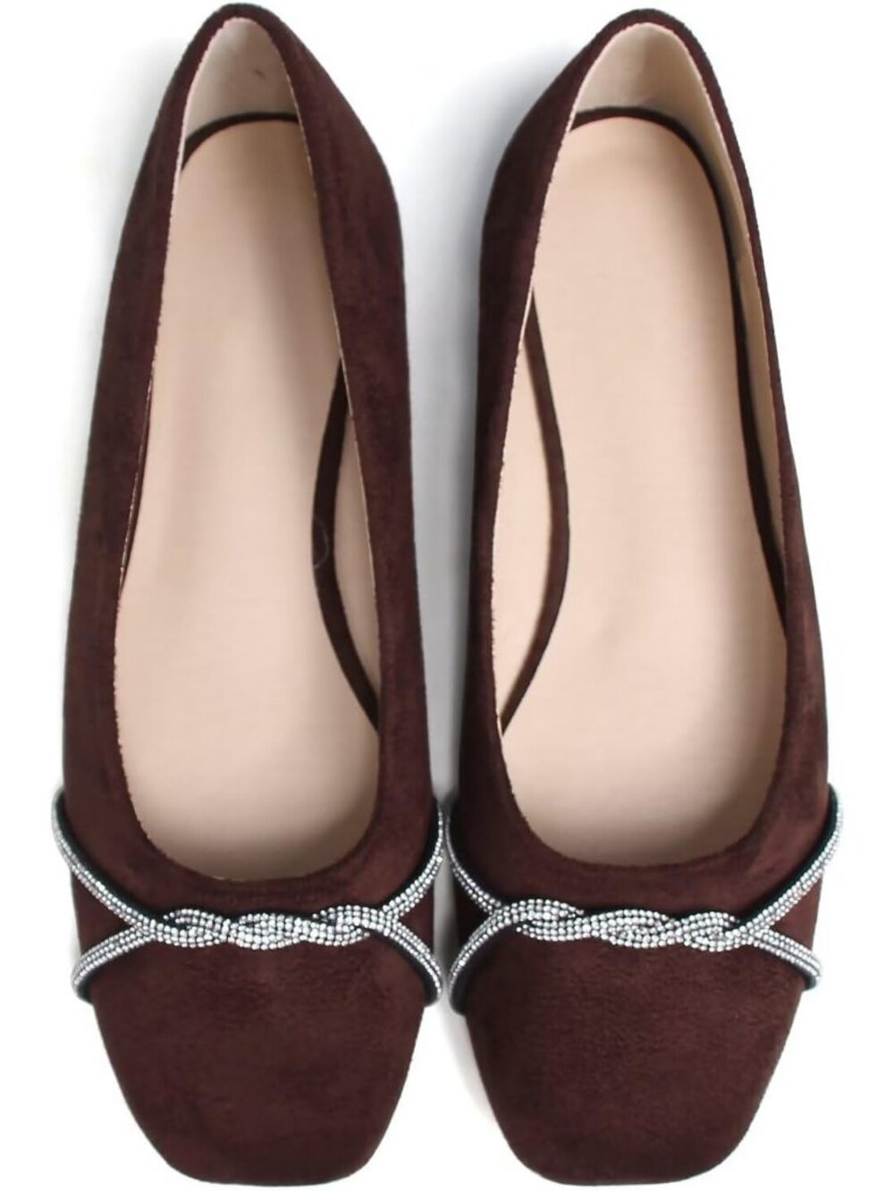 Women's P Late Brown Chain Ballet Flats Fashion Pointed Toe Slip On Dress Shoes - Picture 5 of 6